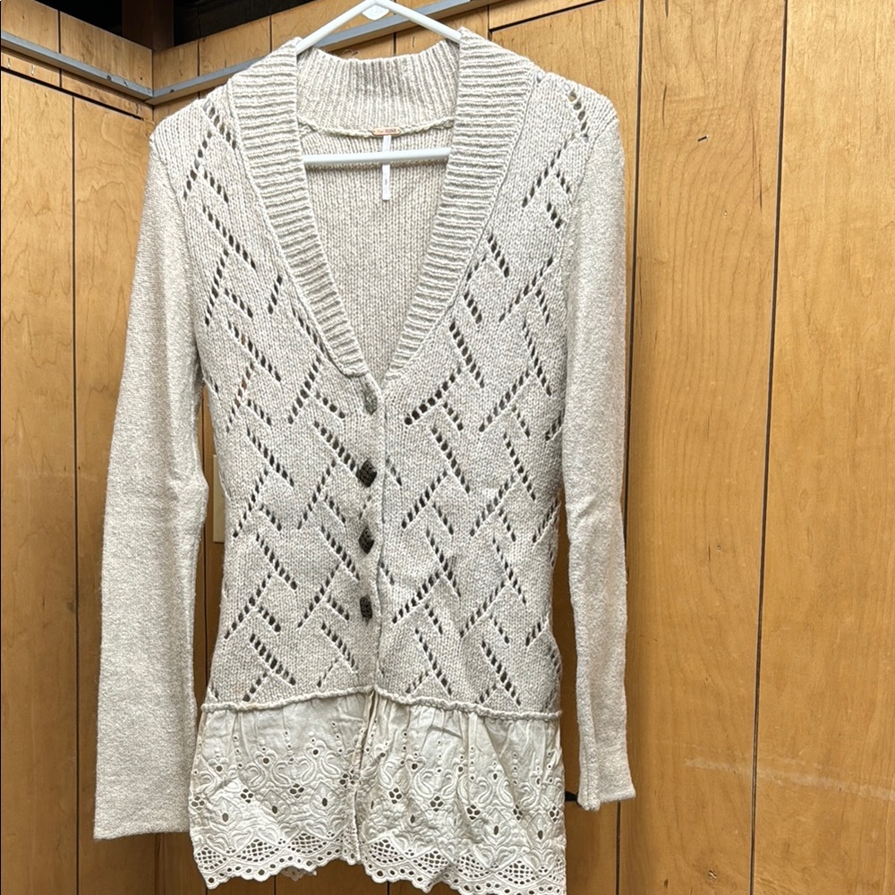 Free People Cream Cardigan Sweater